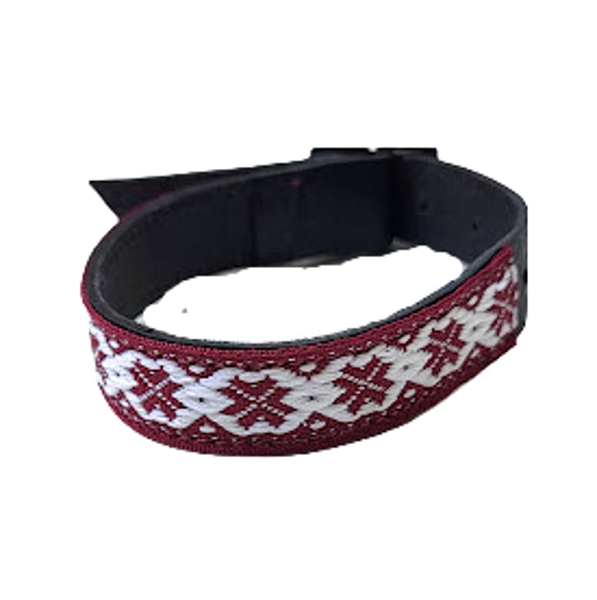 Leather bracelet decorated with ribbon RK17