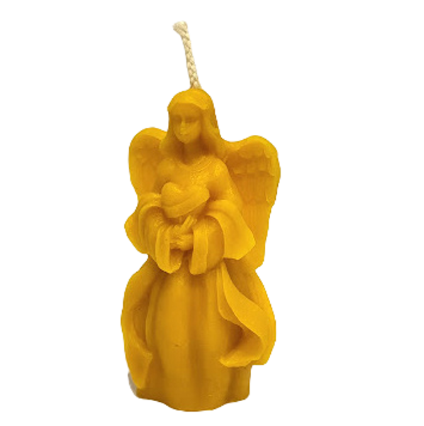 Beeswax candle Angel with a heart