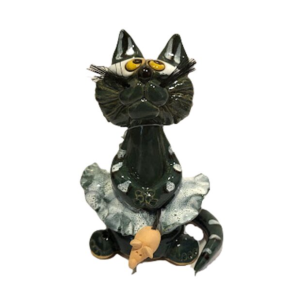 Keramikas figūra Kaķu meitene ar peli 541504