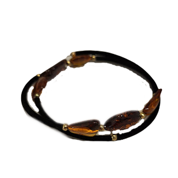 Velvet bracelet with amber 671801