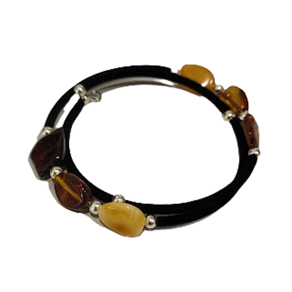 Velvet bracelet with amber 671804