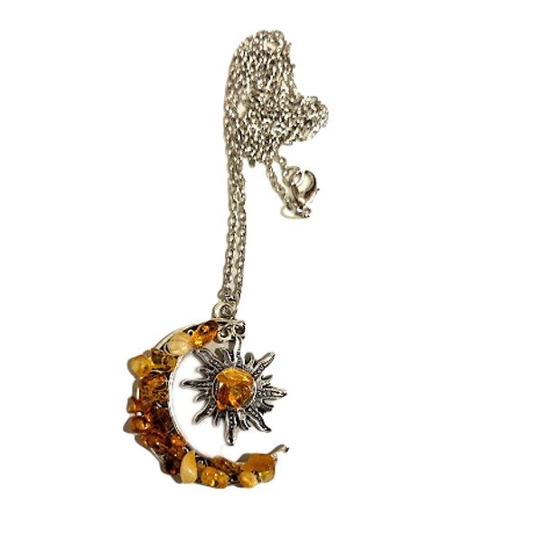 Pendant with amber Sun and moon