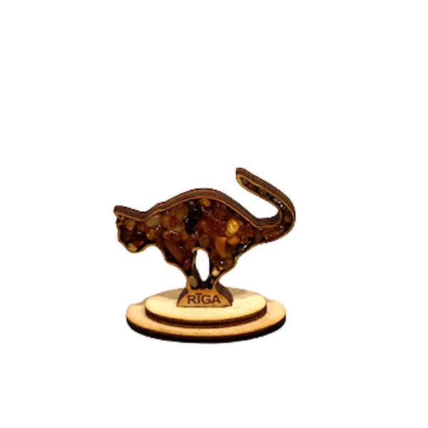 Настольный витраж с янтарем Рижский кот мини