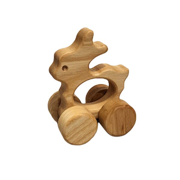 Деревянная игрушка на колесиках Зайка