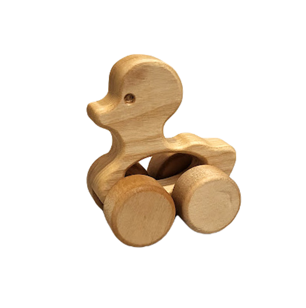 Wooden toy with wheels Duck