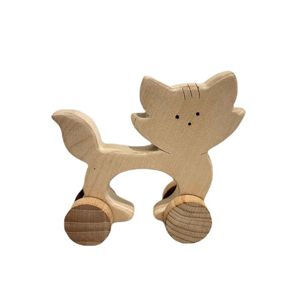 Wooden toy with wheels Cat