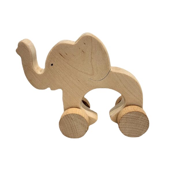 Деревянная игрушка на колесах Слон