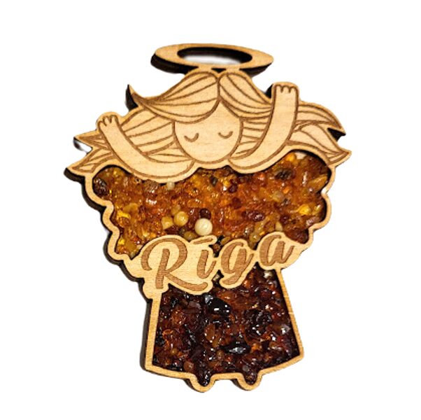 Wooden magnet with amber 677406