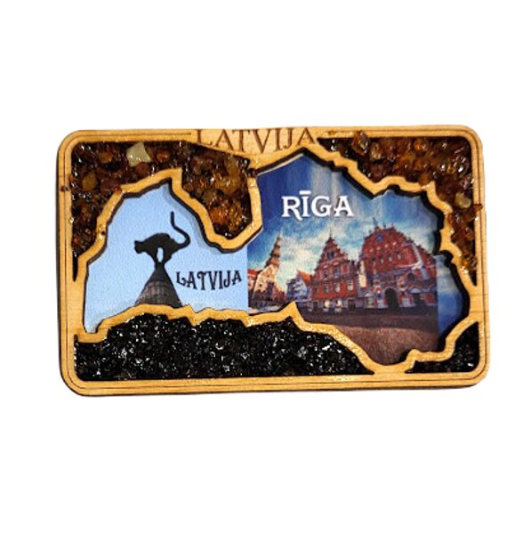 Wooden Magnet – Riga Views with Amber 677402