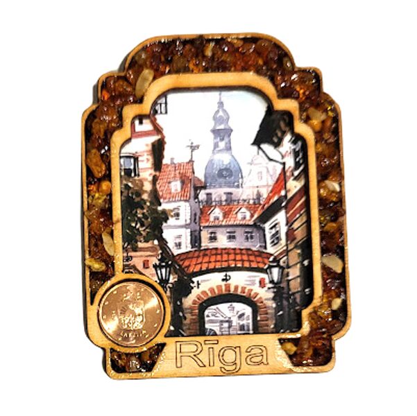 Wooden magnet with amber 677404