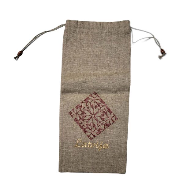 Linen bag with embroidery - Latvia