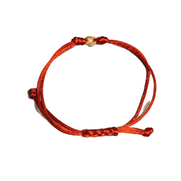 Red thread bracelet with amber