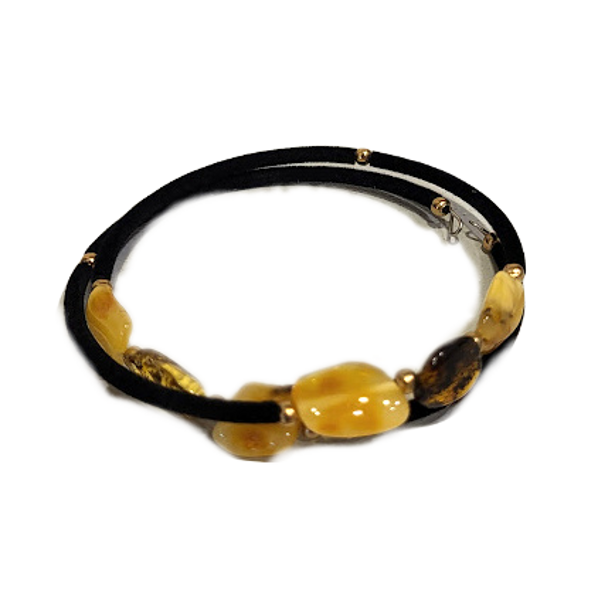 Velvet bracelet with amber 671803