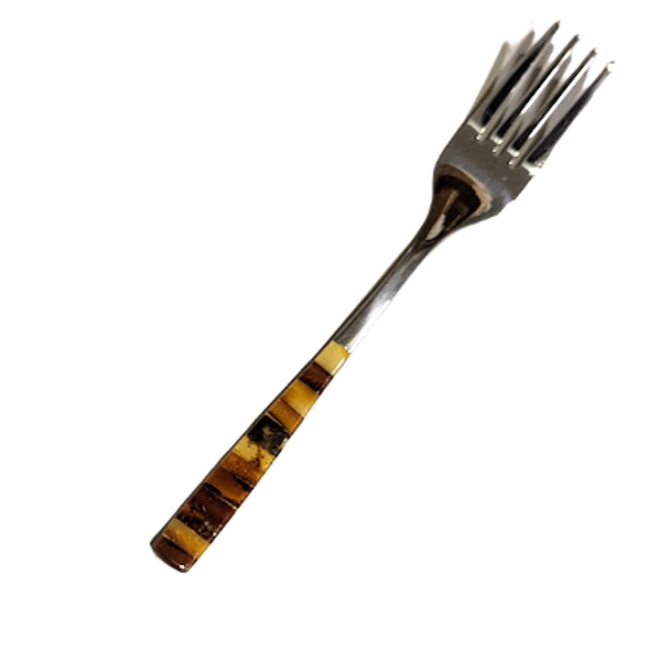 Металлическая вилка с янтарем 1205515