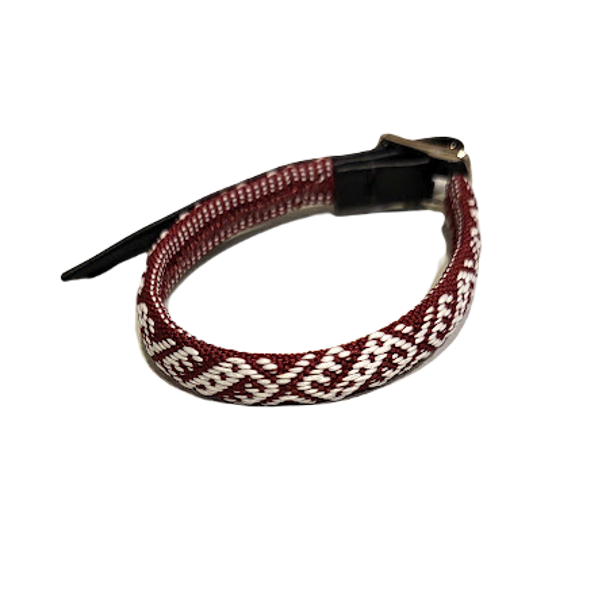 Fabric bracelet with leather fastener RK23