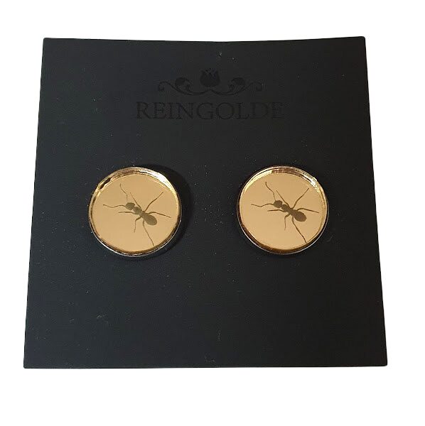 Earrings with mirror glass (buttons) RP5