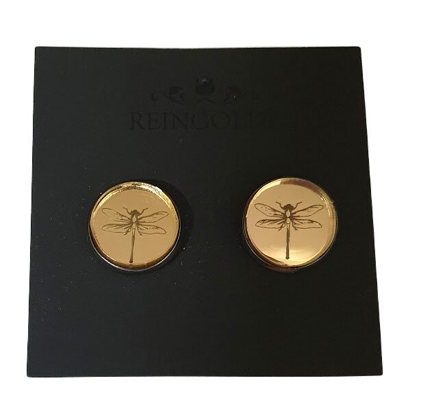 Earrings with mirror glass (buttons) RP6