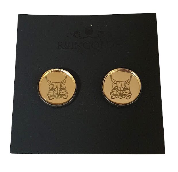 Earrings with mirror glass (buttons) RP21