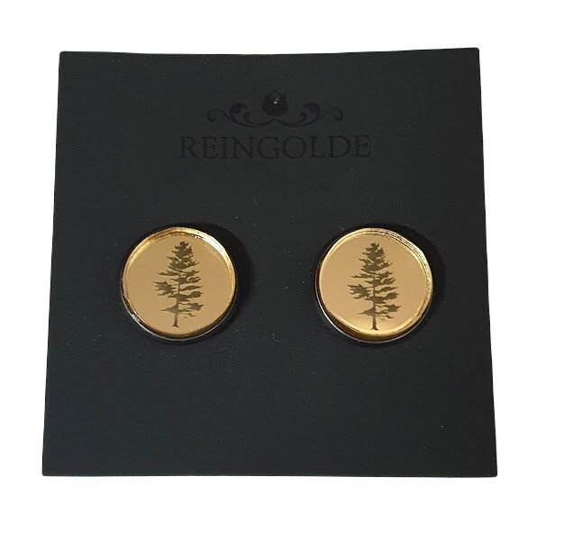 Earrings with mirror glass (buttons) RP7