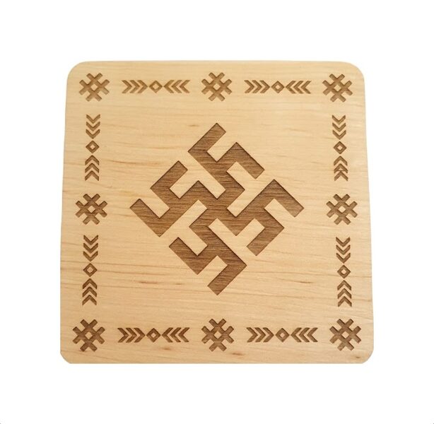 Wooden cup tray  "Fire Cross"