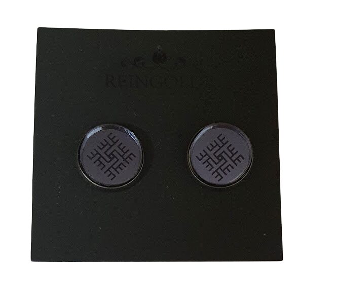Earrings with mirror glass (buttons) RP16