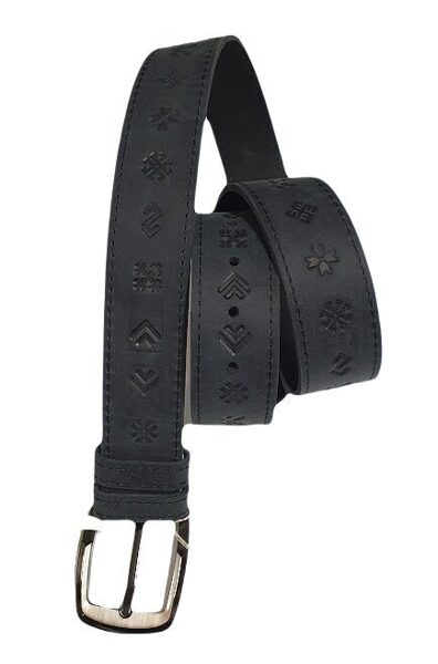 Genuine leather belt "7 marks" (black) - L 