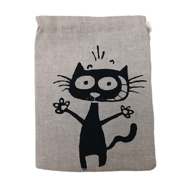 Cloth bag with a cat 13x10cm