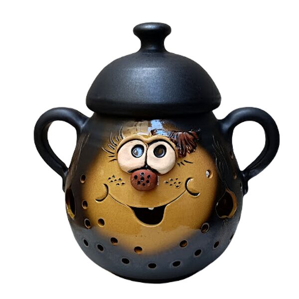 Горшок глиняный с глазками, большой