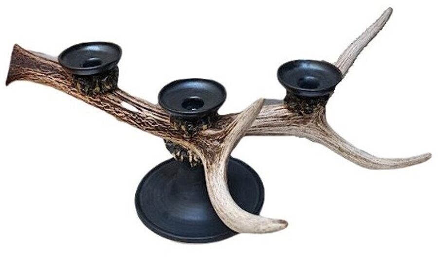 Ceramic candlestick with deer antlers