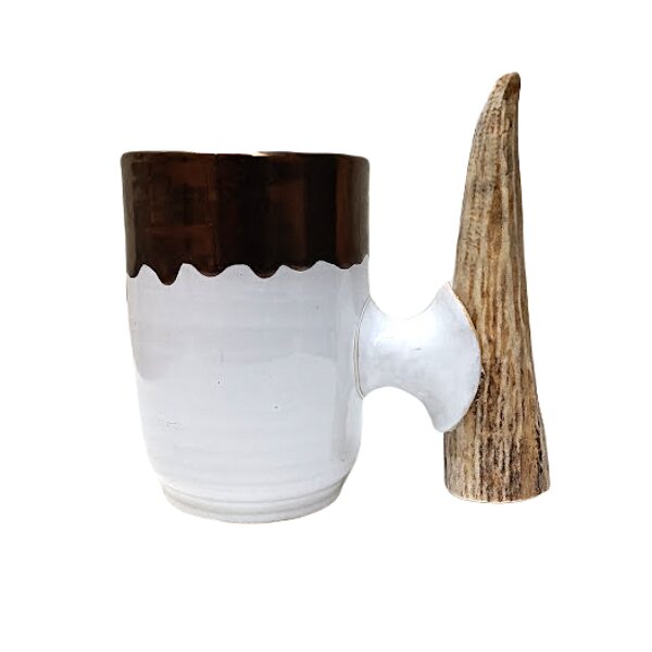 Ceramic mug with antler handle