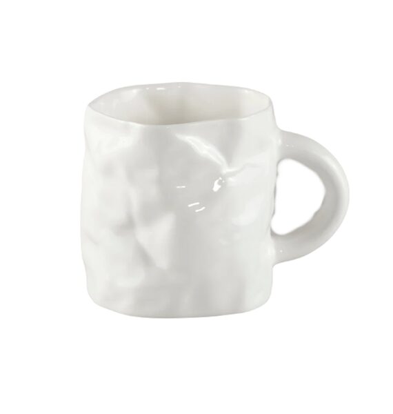Porcelain crumpled coffee mug