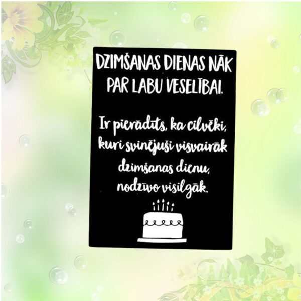 Canva '' Birthdays are good for health. ''(black) 