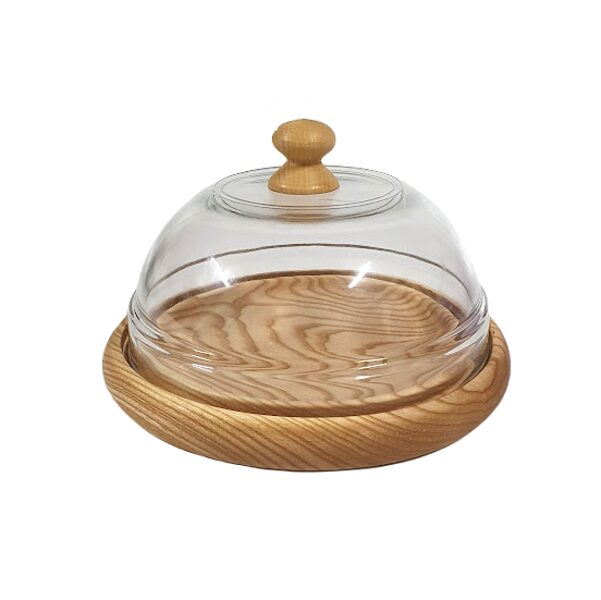 Wooden plate with glass lid