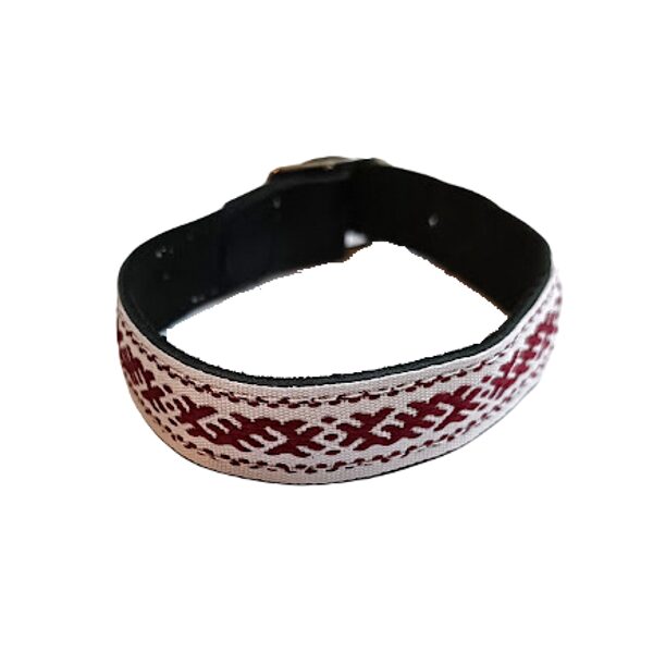 Leather bracelet decorated with ribbon RK31