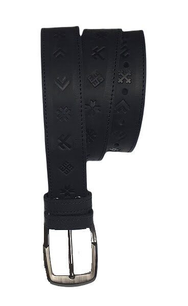 Natural leather belt "7 signs" (black) M