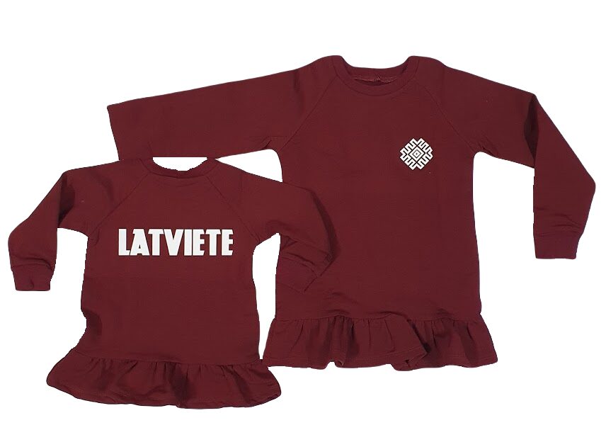 Sweater with ruffles for a girl "LATVIETE", burgundy