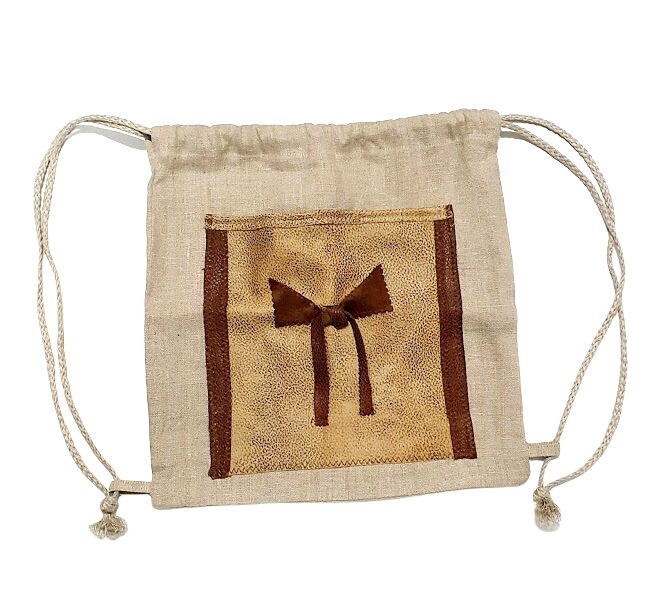 Lina auduma mugursoma-maisiņš ar ādu 1651902