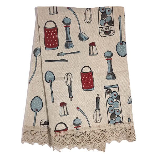 Colorful towel with lace