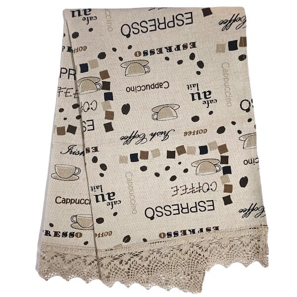 Colorful towel with lace Coffee