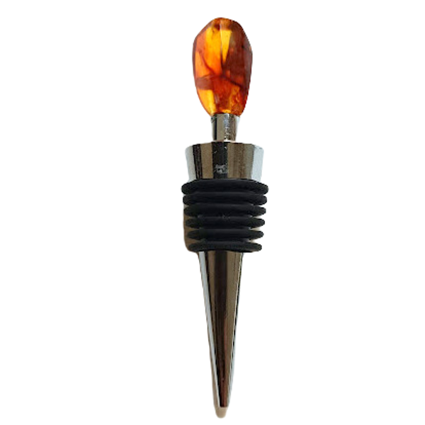 Metal bottle cap with amber