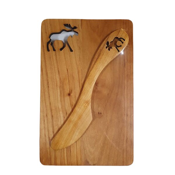 Wooden board with butter knife "Elk"