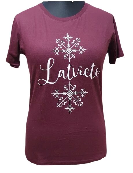 T-shirt Latvian with oyster wood, burgundy