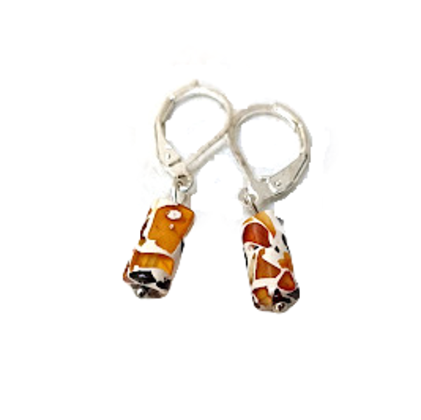 Earrings with amber - Sandy beach