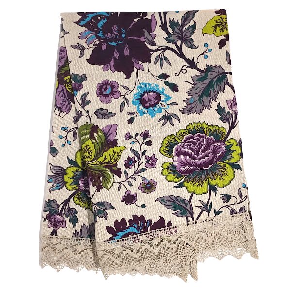 Colorful towel with lace Flowers