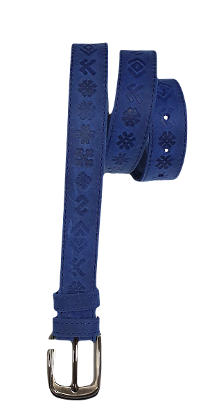 Genuine leather belt "7 characters" (blue) - S