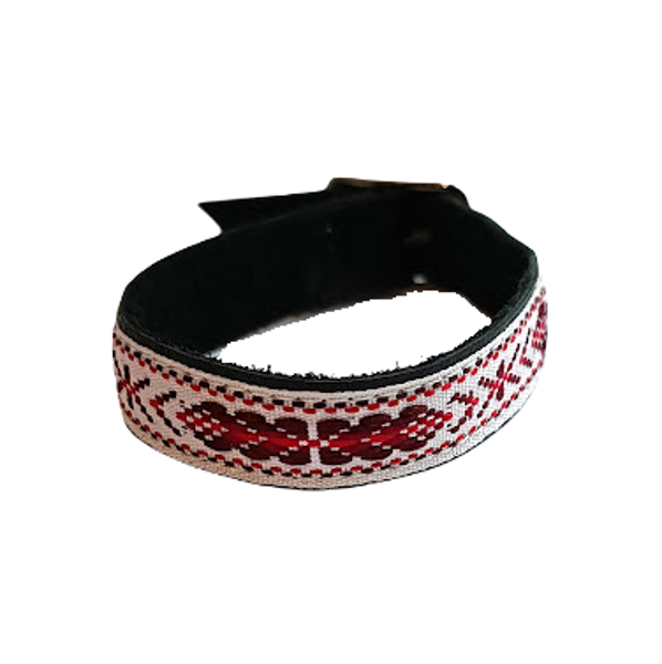 Leather bracelet decorated with ribbon RK25