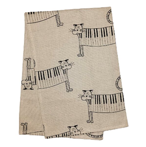 Kitchen towel with print Cat-piano