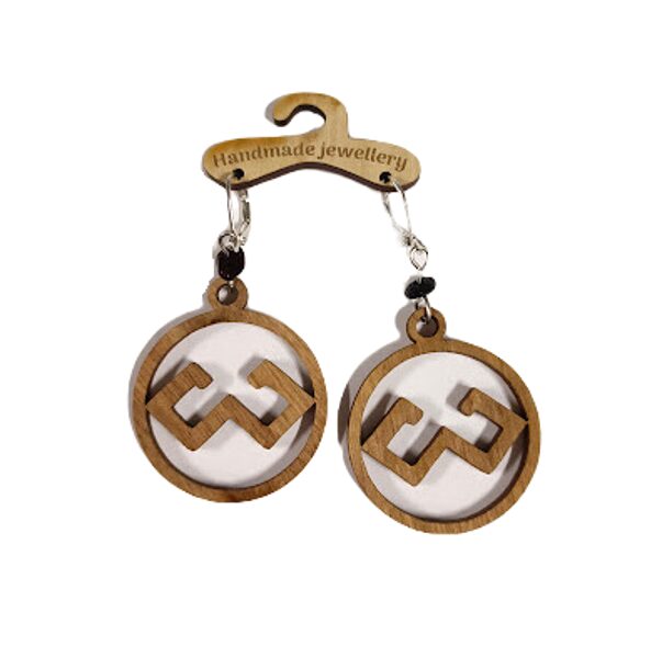 Wooden earrings from the collection Protection marks