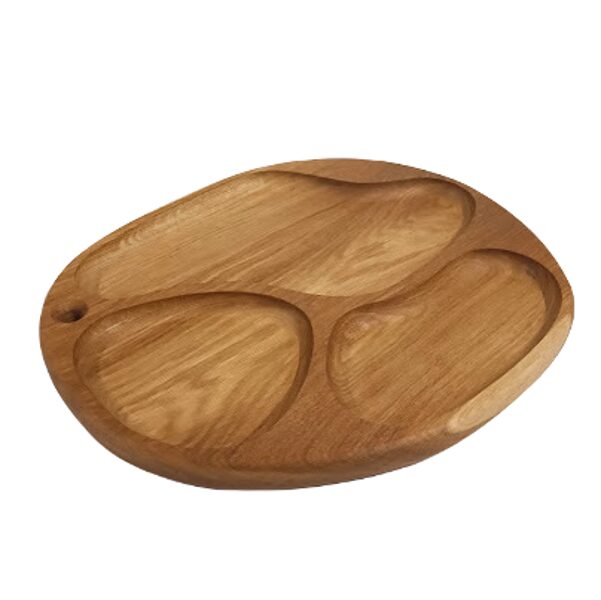 Wooden plate 3-part round
