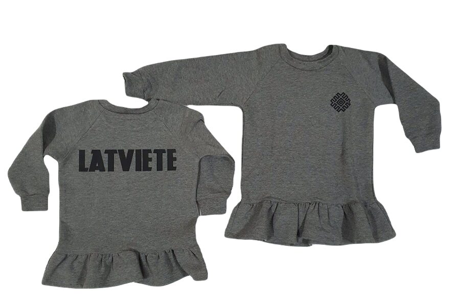 Sweater with ruffle for a girl "LATVIETE", gray